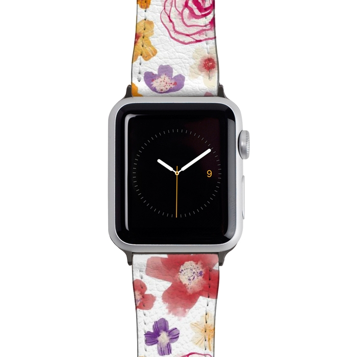 Watch 38mm / 40mm Strap PU leather Fresh Watercolor Wildflowers by Nic Squirrell