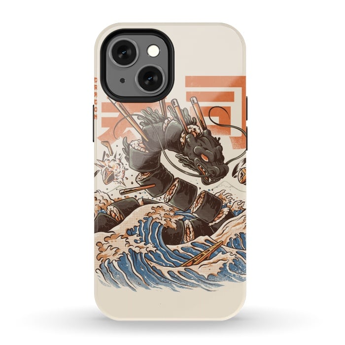 iPhone 13 mini StrongFit Great Sushi Dragon  by Ilustrata