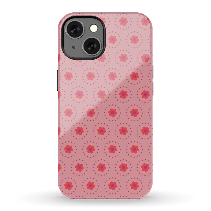 iPhone 13 StrongFit Pink Circular Floral by Rosie Simons