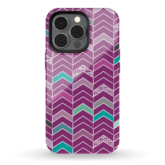 iPhone 13 pro StrongFit Chevron Purple by Rosie Simons