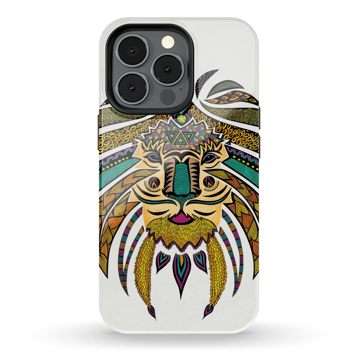 iPhone 13 pro StrongFit Emperor Tribal Lion by Pom Graphic Design