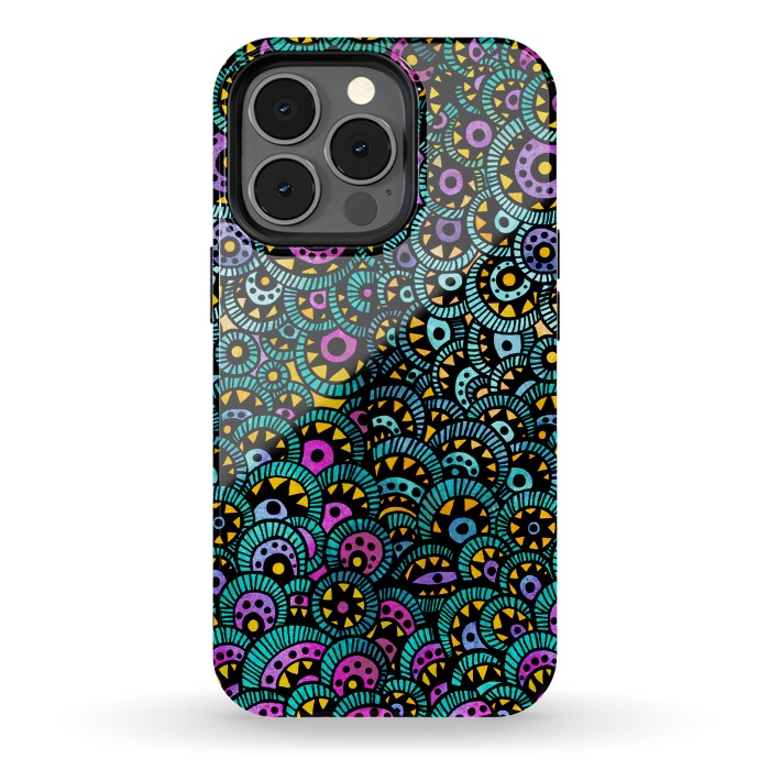iPhone 13 pro StrongFit Peacock Tail by Pom Graphic Design
