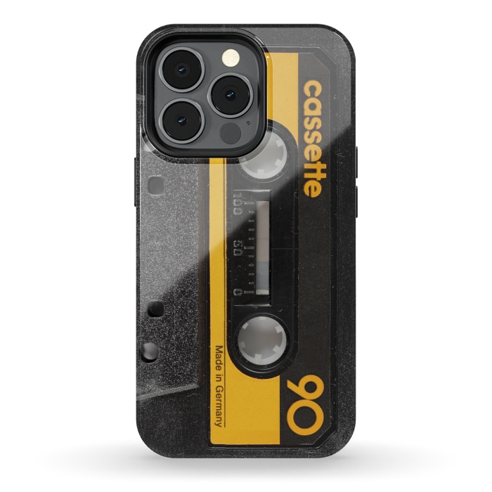 iPhone 13 pro StrongFit CASSETTE YELLOW by Diego Tirigall
