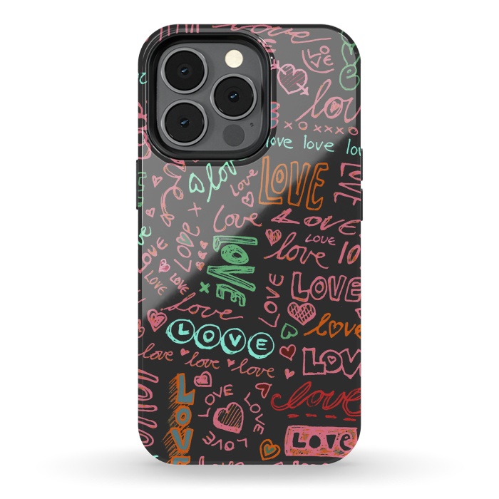 iPhone 13 pro StrongFit Love Love Love ballpoint doodles by Micklyn Le Feuvre