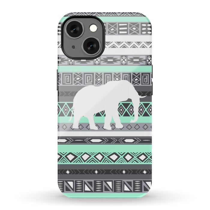 iPhone 13 StrongFit Tiffany Elephant Aztec by Rex lambo