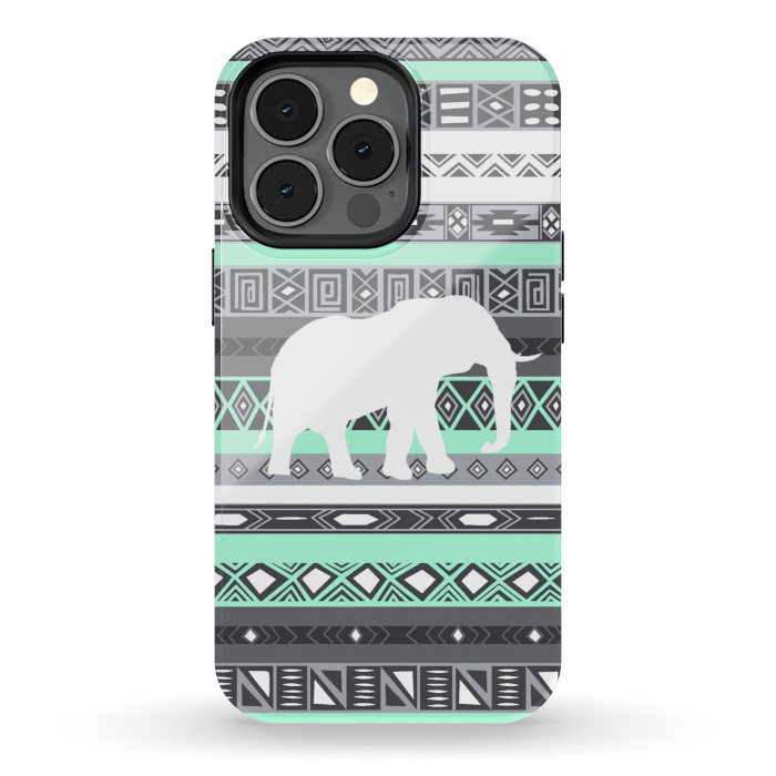 iPhone 13 pro StrongFit Tiffany Elephant Aztec by Rex lambo