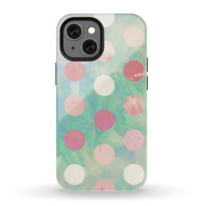iPhone 13 mini StrongFit Polka Dots Watercolor Front by Girly Trend