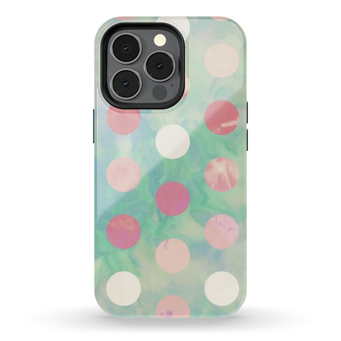 iPhone 13 pro StrongFit Polka Dots Watercolor Front by Girly Trend