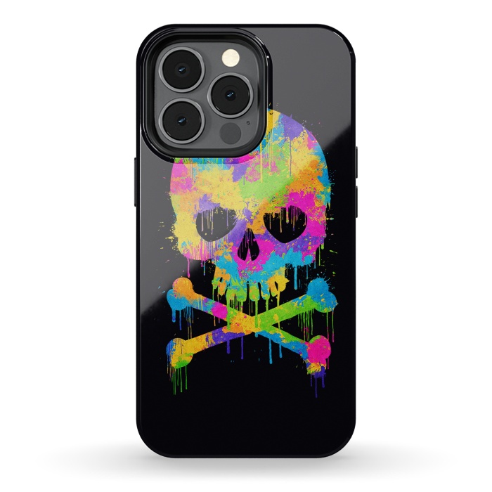 iPhone 13 pro StrongFit Grafitti Watercolor Skull by Philipp Rietz