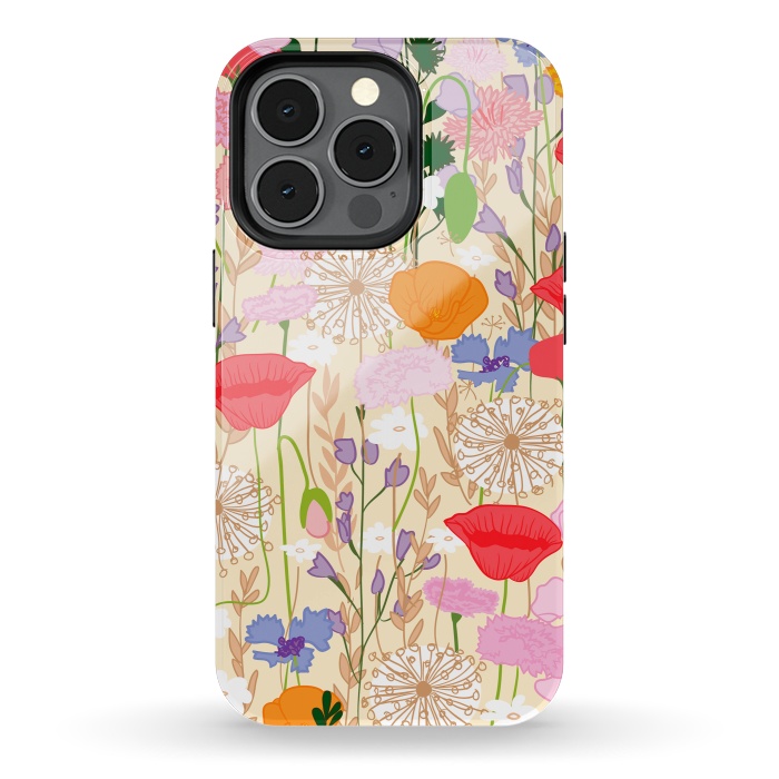 iPhone 13 pro StrongFit Wildflowers Cream Square by Zoe Charlotte
