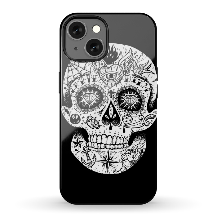 iPhone 13 StrongFit Tattooed Skull by Mitxel Gonzalez