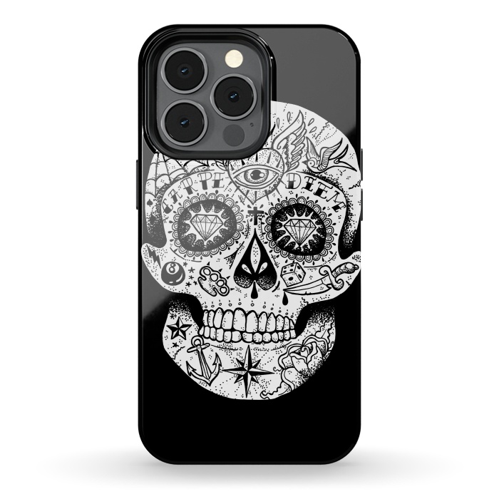 iPhone 13 pro StrongFit Tattooed Skull by Mitxel Gonzalez