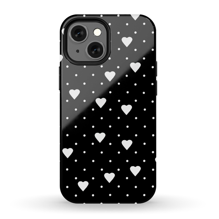 iPhone 13 mini StrongFit Pin Point Hearts White by Project M