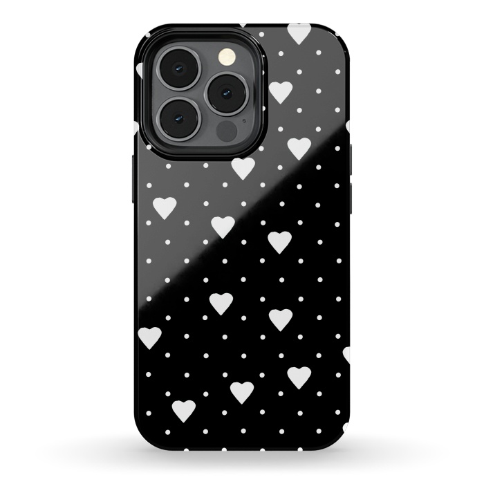 iPhone 13 pro StrongFit Pin Point Hearts White by Project M
