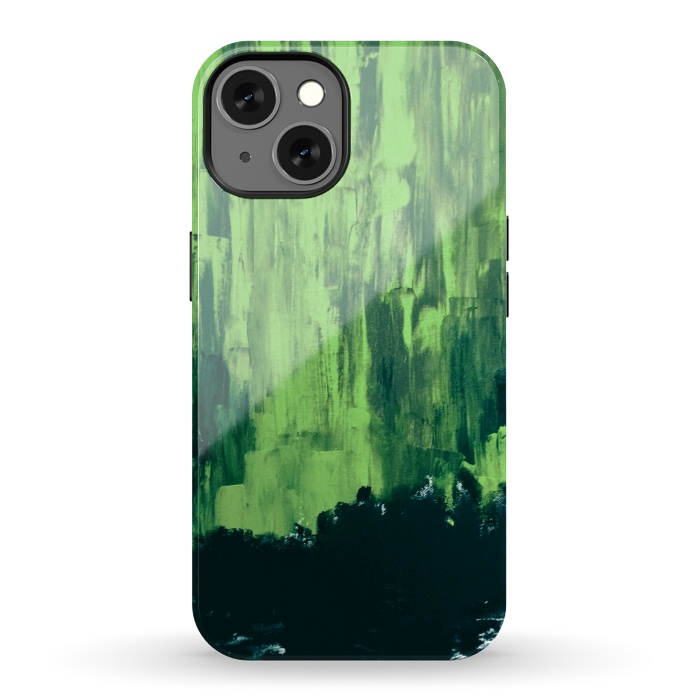 iPhone 13 StrongFit Lime Green Northern Lights by ANoelleJay