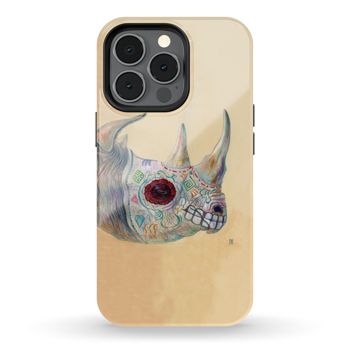 iPhone 13 pro StrongFit Day of the Dead Rhino by Brandon Keehner