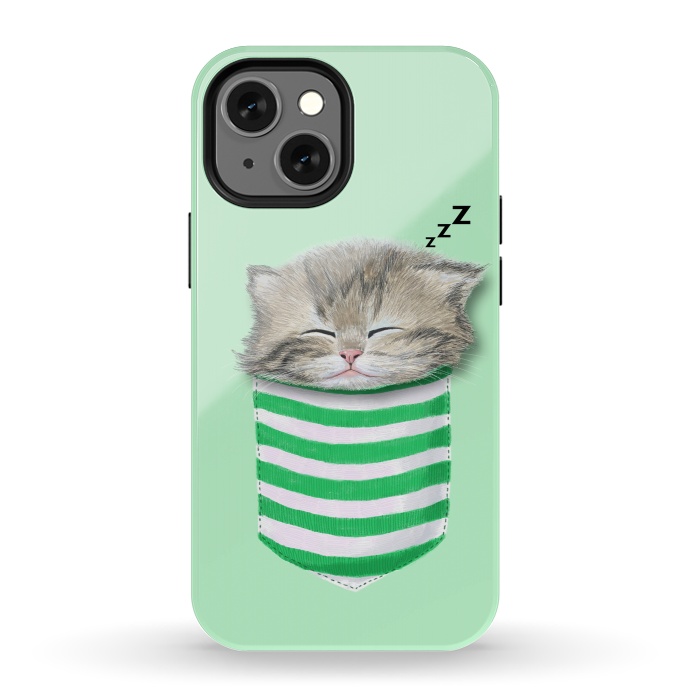 iPhone 13 mini StrongFit Cat in The Pocket by Tummeow