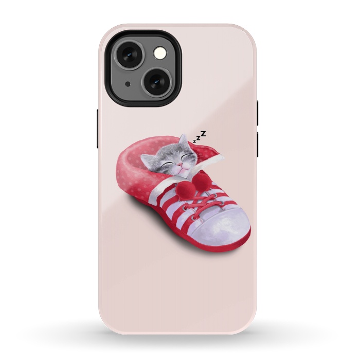 iPhone 13 mini StrongFit Cat in The Shoe by Tummeow