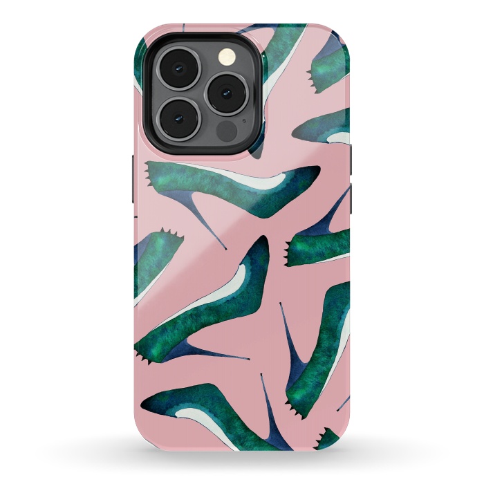 iPhone 13 pro StrongFit Green With Envy Pink by Amaya Brydon
