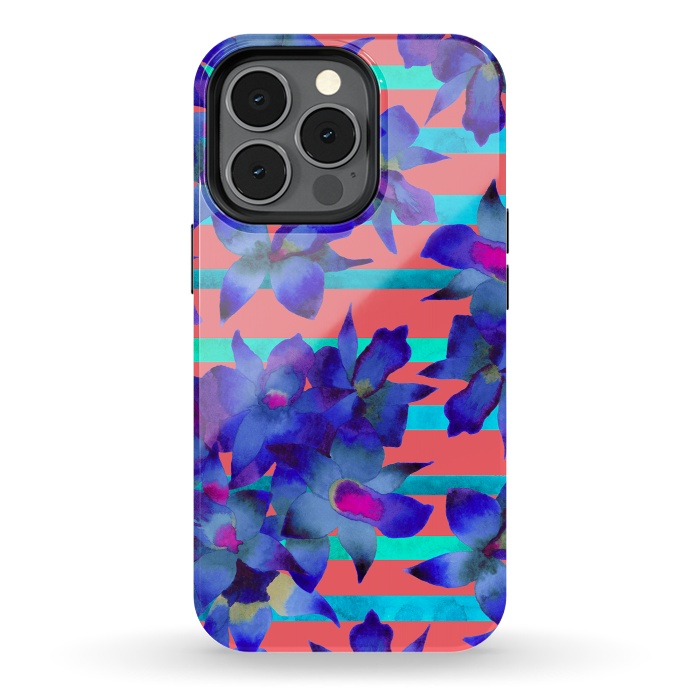 iPhone 13 pro StrongFit Coral Stripes by Amaya Brydon