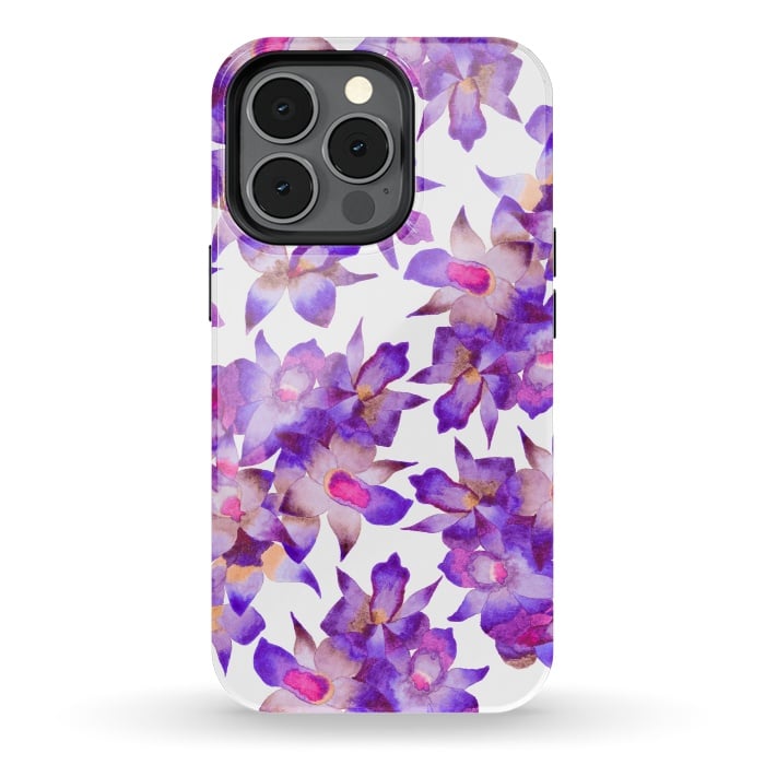 iPhone 13 pro StrongFit Vintage Floral Violet by Amaya Brydon