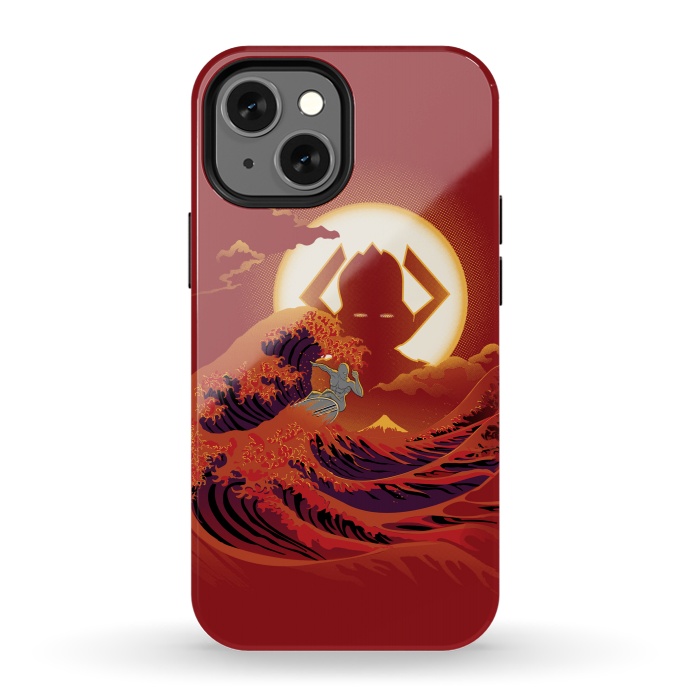 iPhone 13 mini StrongFit Surfing with the Alien by Samiel Art