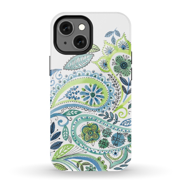 iPhone 13 mini StrongFit Watercolour Paisley by Laura Grant