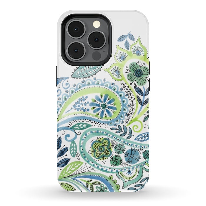 iPhone 13 pro StrongFit Watercolour Paisley by Laura Grant