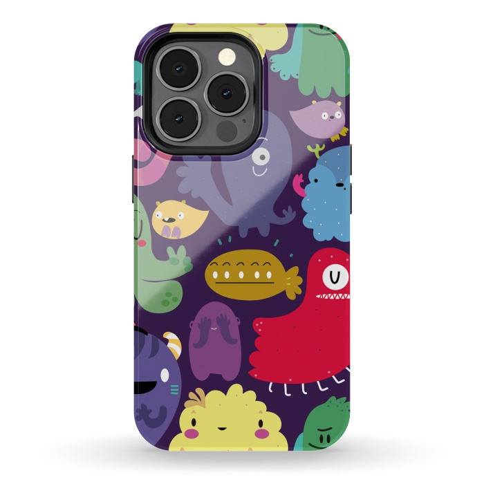 iPhone 13 pro StrongFit Colorful monsters by Maria Jose Da Luz