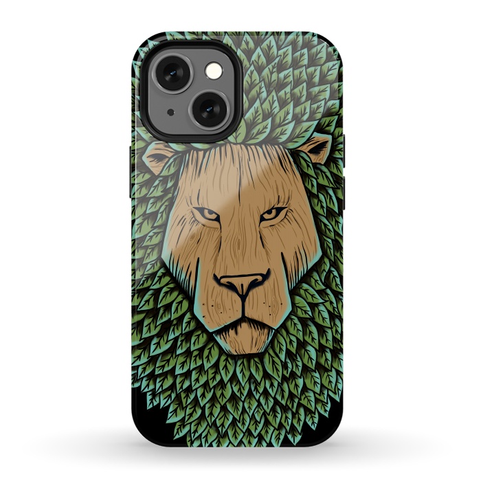 iPhone 13 mini StrongFit Wood Lion by Coffee Man