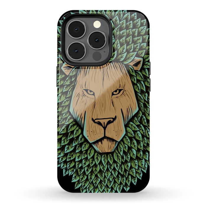 iPhone 13 pro StrongFit Wood Lion by Coffee Man