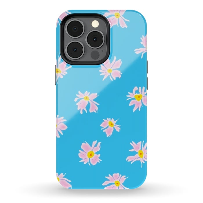 iPhone 13 pro StrongFit Pink Snow & Sky by Bettie * Blue