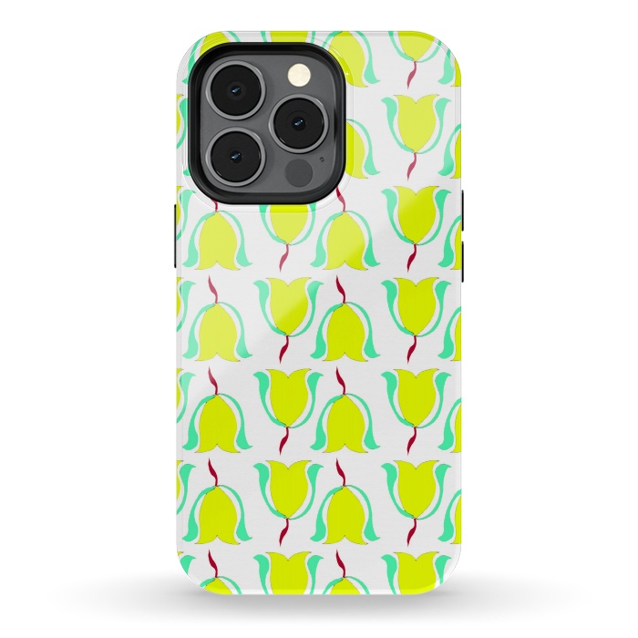 iPhone 13 pro StrongFit Tulips de Chartreuse by Bettie * Blue