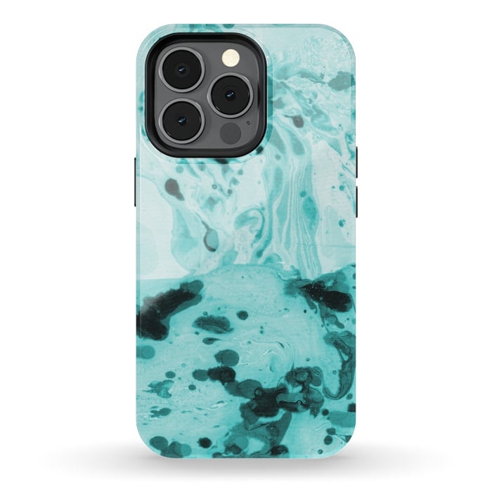 iPhone 13 pro StrongFit Turquoise Marble by Laura Grant