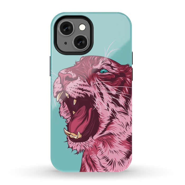 iPhone 13 mini StrongFit Magenta tiger by Roland Banrévi