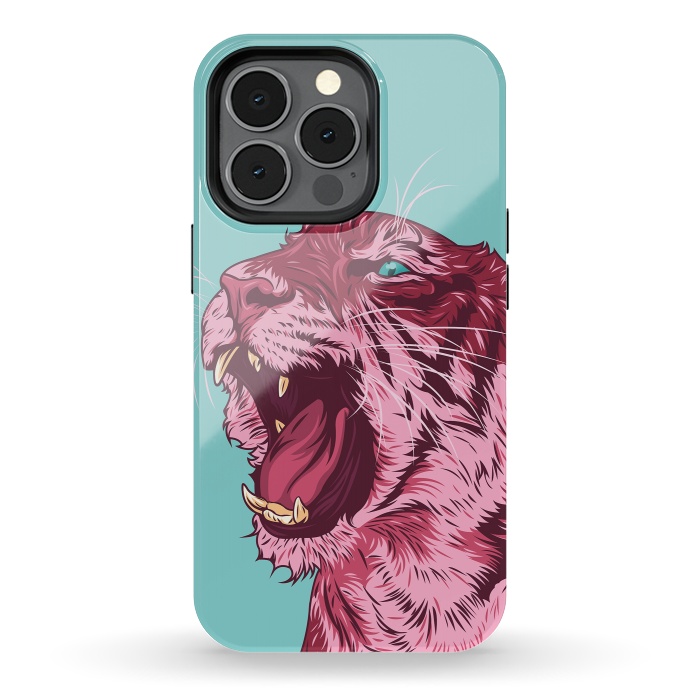 iPhone 13 pro StrongFit Magenta tiger by Roland Banrévi