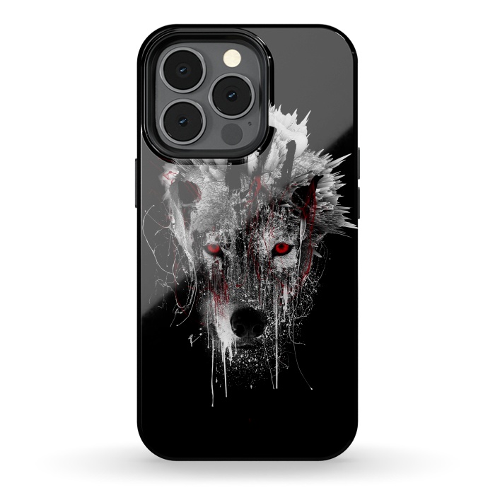 iPhone 13 pro StrongFit Wolf BW by Riza Peker