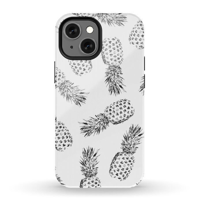 iPhone 13 mini StrongFit Pineapples black and white by Rui Faria