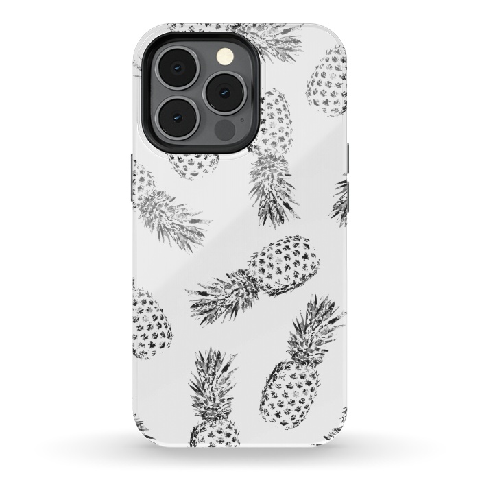 iPhone 13 pro StrongFit Pineapples black and white by Rui Faria