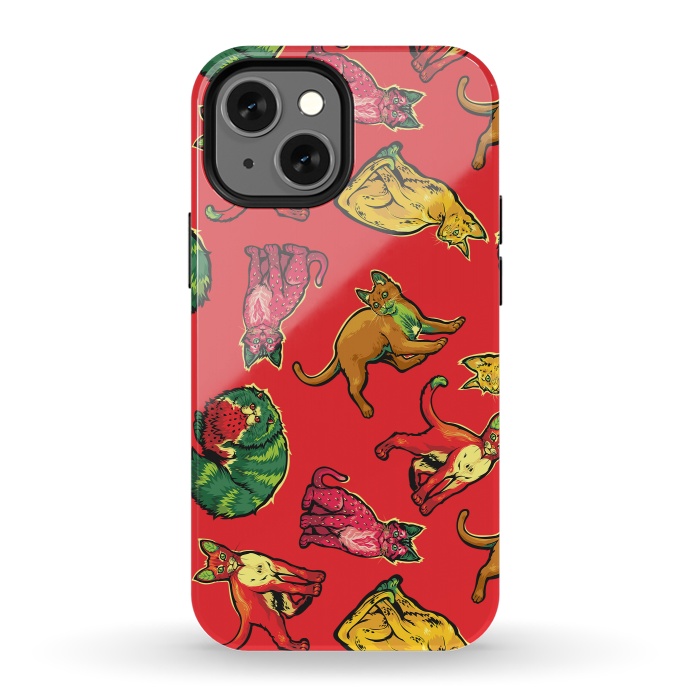 iPhone 13 mini StrongFit Fruit Cats by Draco