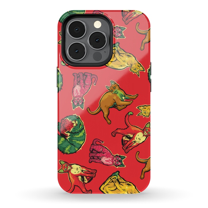 iPhone 13 pro StrongFit Fruit Cats by Draco