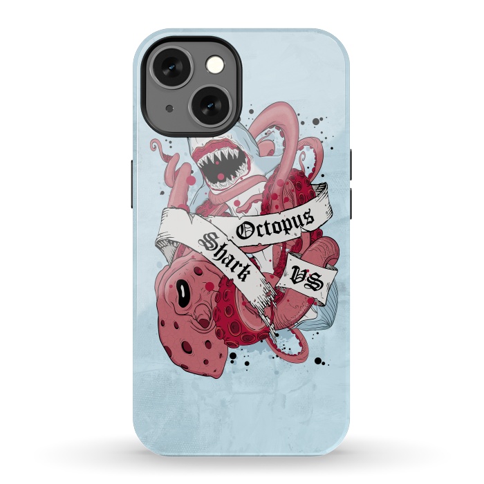 iPhone 13 StrongFit Shark vs Octopus by Sitchko