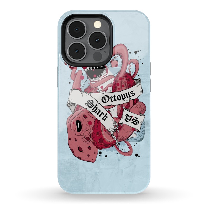 iPhone 13 pro StrongFit Shark vs Octopus by Sitchko