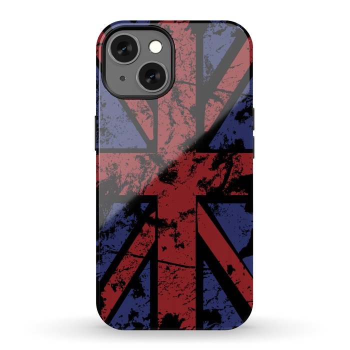 iPhone 13 StrongFit Grunge UK Flag Black by Sitchko