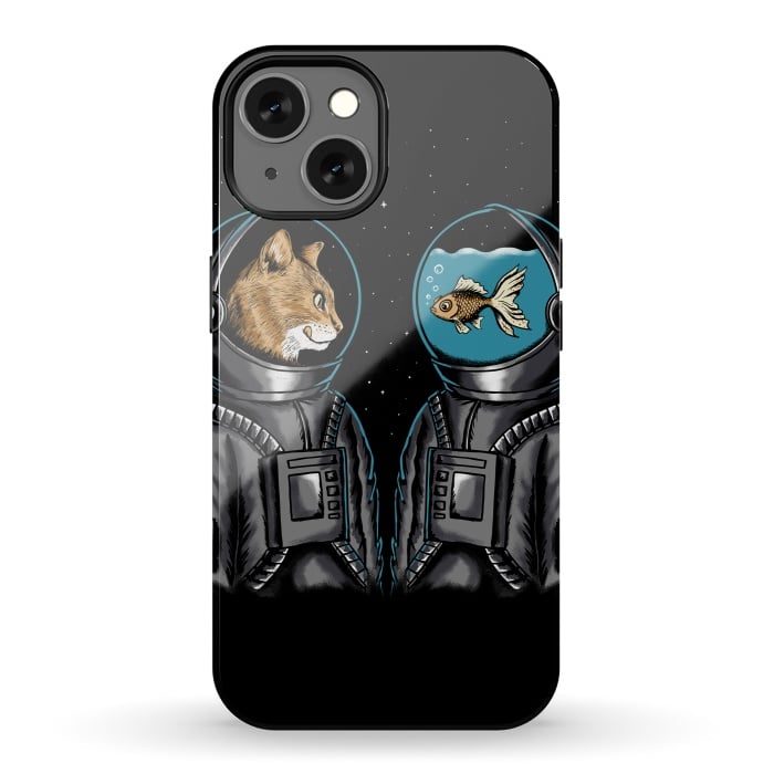 iPhone 13 StrongFit Astronaut cat and fish by Coffee Man