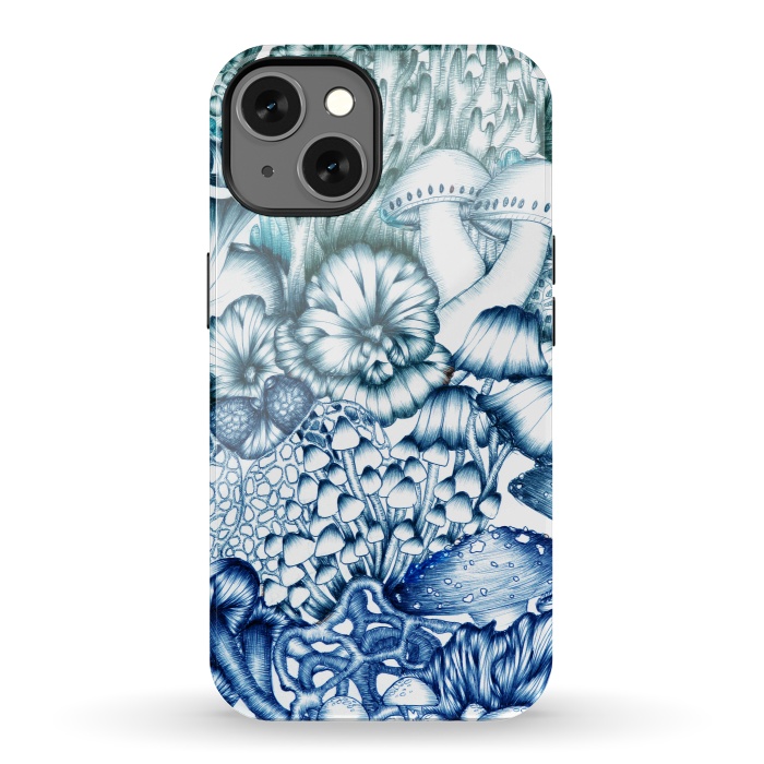 iPhone 13 StrongFit A Medley of Mushrooms in Blue by ECMazur 