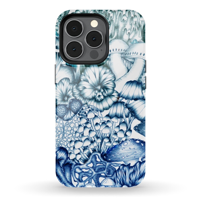 iPhone 13 pro StrongFit A Medley of Mushrooms in Blue by ECMazur 
