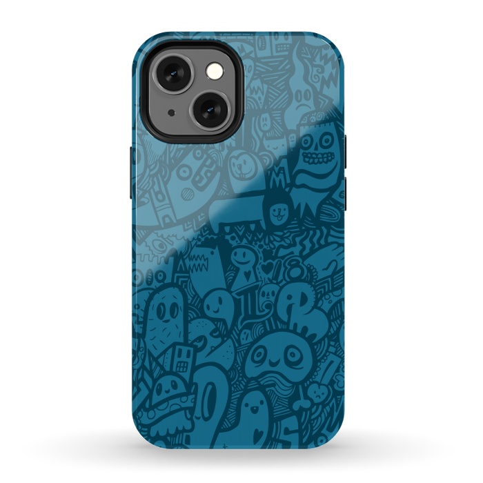 iPhone 13 mini StrongFit Blue Doodle by Wotto