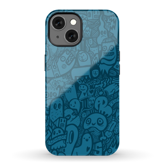 iPhone 13 StrongFit Blue Doodle by Wotto
