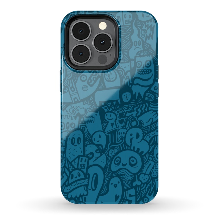 iPhone 13 pro StrongFit Blue Doodle by Wotto